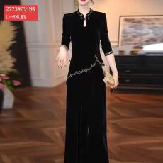 批发官图原版品质高档<b class='q'>大码</b>女装妈妈秋季新中式丝绒套装中年洋气两件套