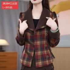 批发官图原版品质高档大码女装复古格纹收腰<b class='q'>外套</b><b class='q'>显瘦</b>百搭小香风上衣秋