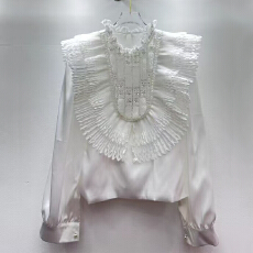 批发法式重工荷叶边立领<b class='q'>无袖</b>衬衫女夏季2025新款洋气减龄显瘦短款上衣