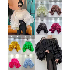 批发春季时尚法式荷叶边雪纺<b class='q'>衬衫</b>女新款设计感小众气质长袖上衣