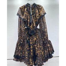 批发法式度假风气质透视网纱长袖连衣裙2025秋季设计感中裙秋拼接裙