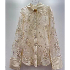 批发欧洲站2026新款时尚休闲百搭宽松翻领镂空长袖<b class='q'>衬衫</b>女欧货