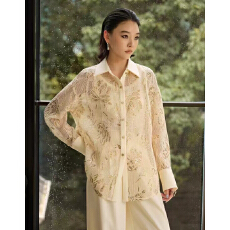 批发欧洲站2026新款时尚休闲百搭宽松翻领镂空长袖<b class='q'>衬衫</b>女欧货