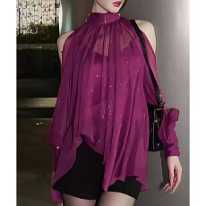 批发法式2026新款气质名媛风挂脖飘带<b class='q'>衬衫</b>女新款高级感显瘦罩衫小上衣