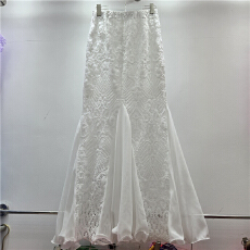 批发欧洲站蕾丝仙气飘飘网纱刺绣拼接雪纺<b class='q'>半身</b>裙御姐性感<b class='q'>包臀</b>鱼尾纱裙