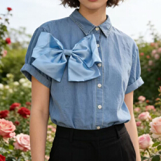 批发欧美<b class='q'>牛仔</b><b class='q'>衬衫</b>女设计感小众重工镶钻钉钻爱心2026夏气质<b class='q'>衬衣</b>外穿