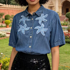 批发欧美<b class='q'>牛仔</b><b class='q'>衬衫</b>女设计感小众重工2026夏气质<b class='q'>衬衣</b>外穿