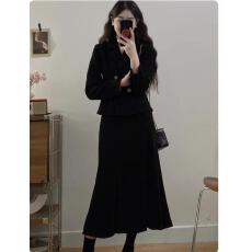 批发胖mm显瘦遮肉高级感套装女大码<b class='q'>冬</b>季新款灯芯绒外套半身裙子两件套