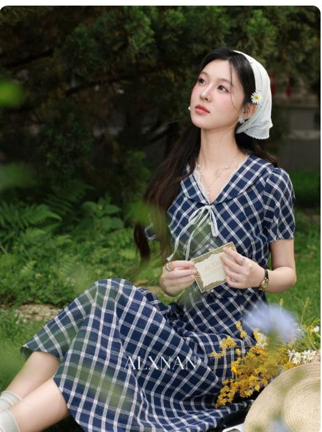 체크무늬 드레스