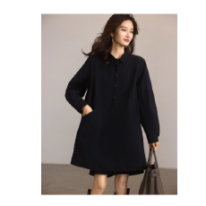 批发素木时尚翻领黑色衬衫女2026年春季新款中长款上衣欧洲站大码女装