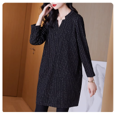 批发大码女装条纹连衣裙女秋季新款气质适合中老年妈妈遮肚宽松打底裙