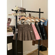 批发实拍~美式辣妹PU皮百褶短裙高腰显瘦时髦潮流穿搭<b class='q'>半身裙</b>女