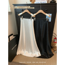 批发实拍~法式高级醋酸绸缎波点鱼尾裙高腰显瘦<b class='q'>包臀</b>半身裙女