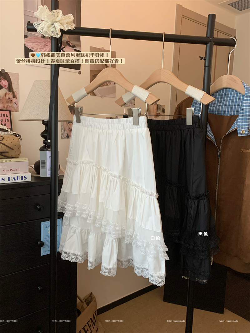 실사 한 부서 달콤함 발레 바람 케이크 드레스 레이스 조각 디자인 미니멀리즘 다용도 5 점 반신 스커트 여성