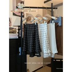 批发实拍~韩系超美波点花边中长裙纯欲辣妹简约百搭包臀半身裙女