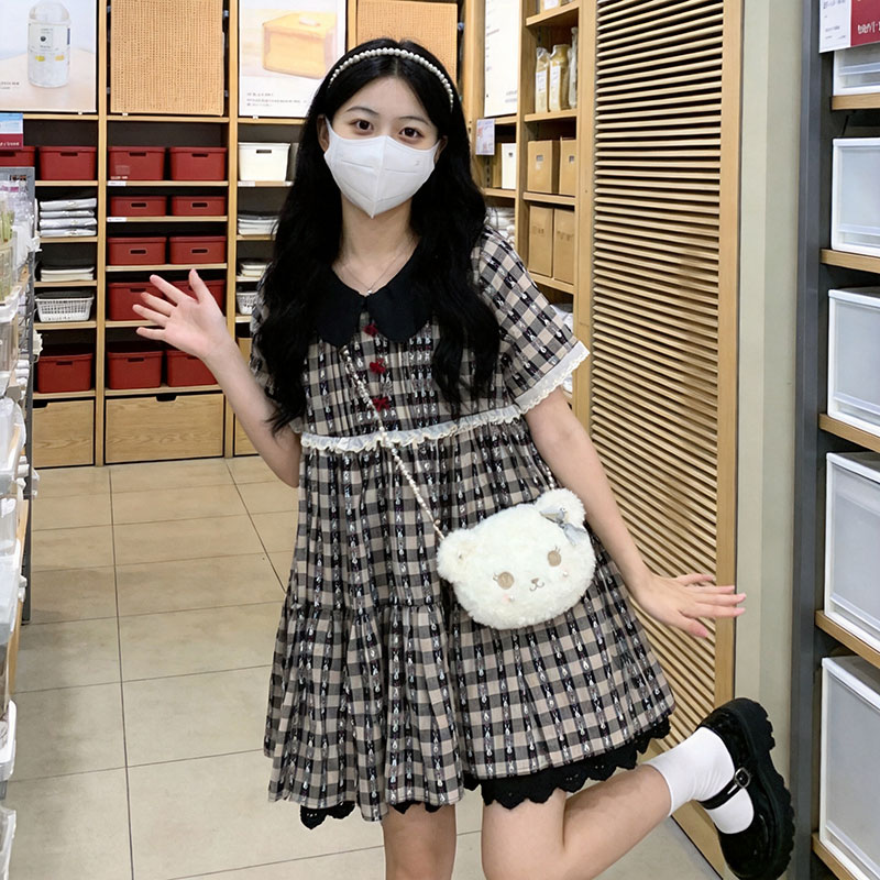 실사 2026 일본식 달콤한 자매 도트 무늬 나비 매듭 드레스 여름 루즈핏 슬림해 보이는 학원 스타일 케이크 드레스