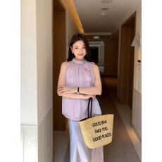 批发法式高级感花朵无袖挂脖<b class='q'>雪纺衫</b>女装夏季蝴蝶结背心吊带绝美上衣