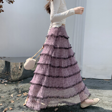 批发实拍蓬蓬蛋糕<b class='q'>裙</b>女秋冬仙女月光<b class='q'>裙</b>法式高腰<b class='q'>芭蕾舞</b>纱<b class='q'>裙</b>长款半身<b class='q'>裙</b>子