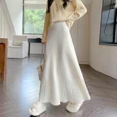 批发实拍秋冬款<b class='q'>百褶裙</b>针织<b class='q'>半身裙</b>女高腰显瘦设计感半裙a字裙垂感长裙