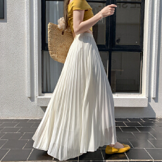 批发实拍法式<b class='q'>雪纺</b><b class='q'>半身裙</b>女春夏季仙气飘飘气质长款a字百褶蛋糕裙子