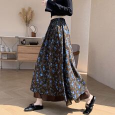 批发实拍复古小个子半身裙高级感女设计感<b class='q'>秋</b>冬季印花韩版遮胯半身裙子