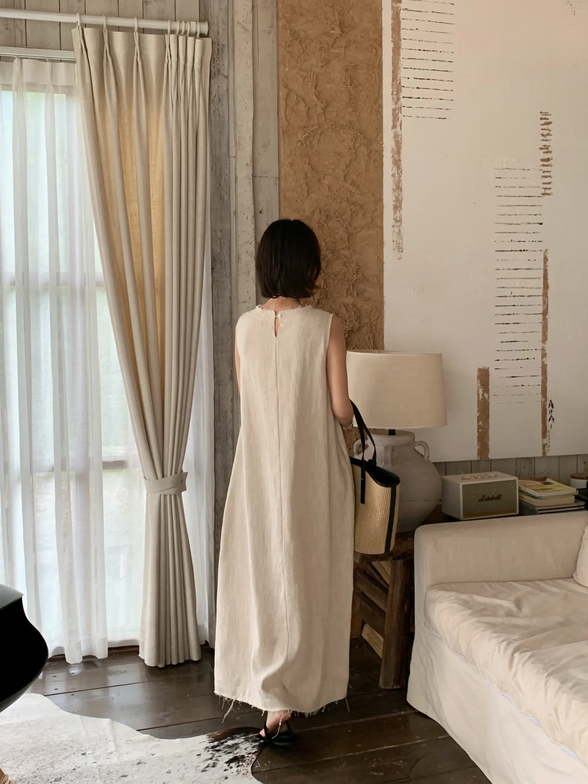 무소매 릴랙스 핏 원피스 여름 단품 상세 이미지 3
