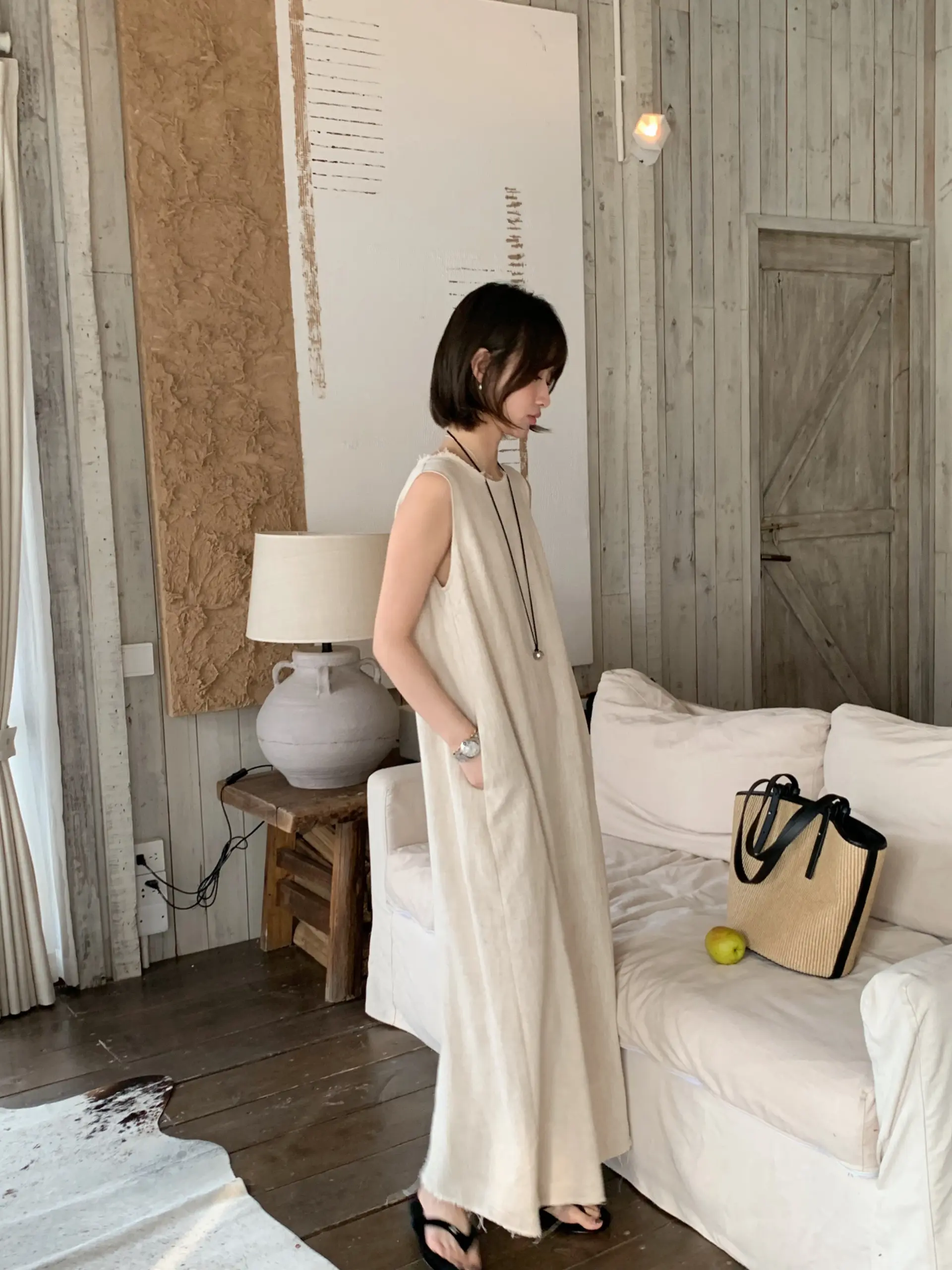 무소매 릴랙스 핏 원피스 여름 단품 상세 이미지 6