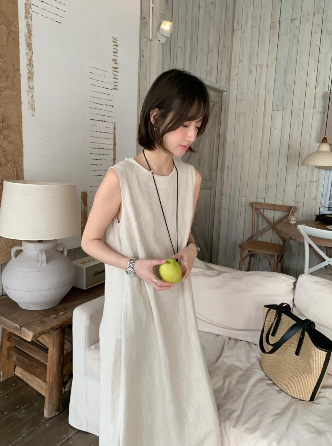 무소매 릴랙스 핏 원피스 여름 단품 상세 이미지 12