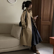 批发法式复古英伦风<b class='q'>街头</b>帅气PU皮衣外套宽松百搭通勤中长款风衣