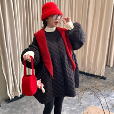 批发韩系简约可爱减龄圆领公主蓬蓬设计蓬松棉服保暖连衣裙