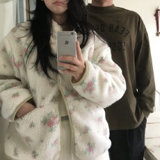 批发尺寸已更新 韩系温柔甜美田园百搭清新花朵正反两穿卫衣绒<b class='q'>衫</b>外套