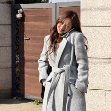 批发尺寸已更新韩国复古西装领双排扣长款毛呢外套冬季高级感呢子大衣