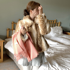 批发法式vintage复古仿貂毛小鹿外套版型特别日系圣诞麋鹿外套 加图