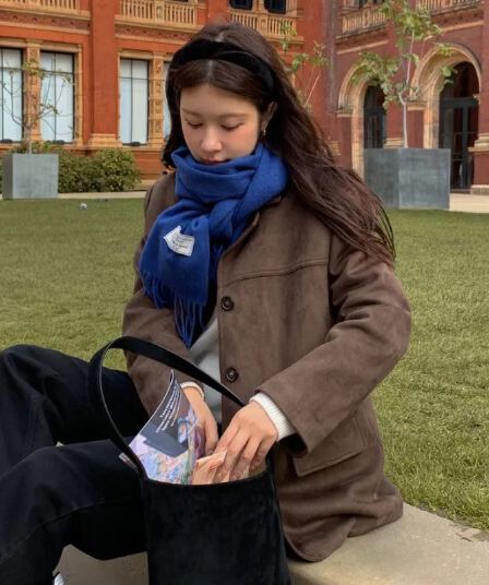 크기 있음 업데이트 프랑스식 레트로 가을 겨울 분위기 센스 스웨이드 원단 재킷 정장 칼라 털이 있는 네리 보온 재킷