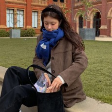 批发尺寸已更新法式复古<b class='q'>秋</b>冬氛围感麂皮绒外套西装领加绒内里保暖外套