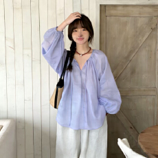 批发尺寸已更新 实拍韩版通勤透气防晒套头上衣夏季薄款透气空调<b class='q'>衫</b>
