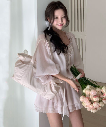 크기 있음 업데이트 ins 보 주님 섹션 부드러운 우아함 품격 핑크색 허리 수축 슬림해 보이는 디스플레이 다리 길이 슈퍼 요정 드레스