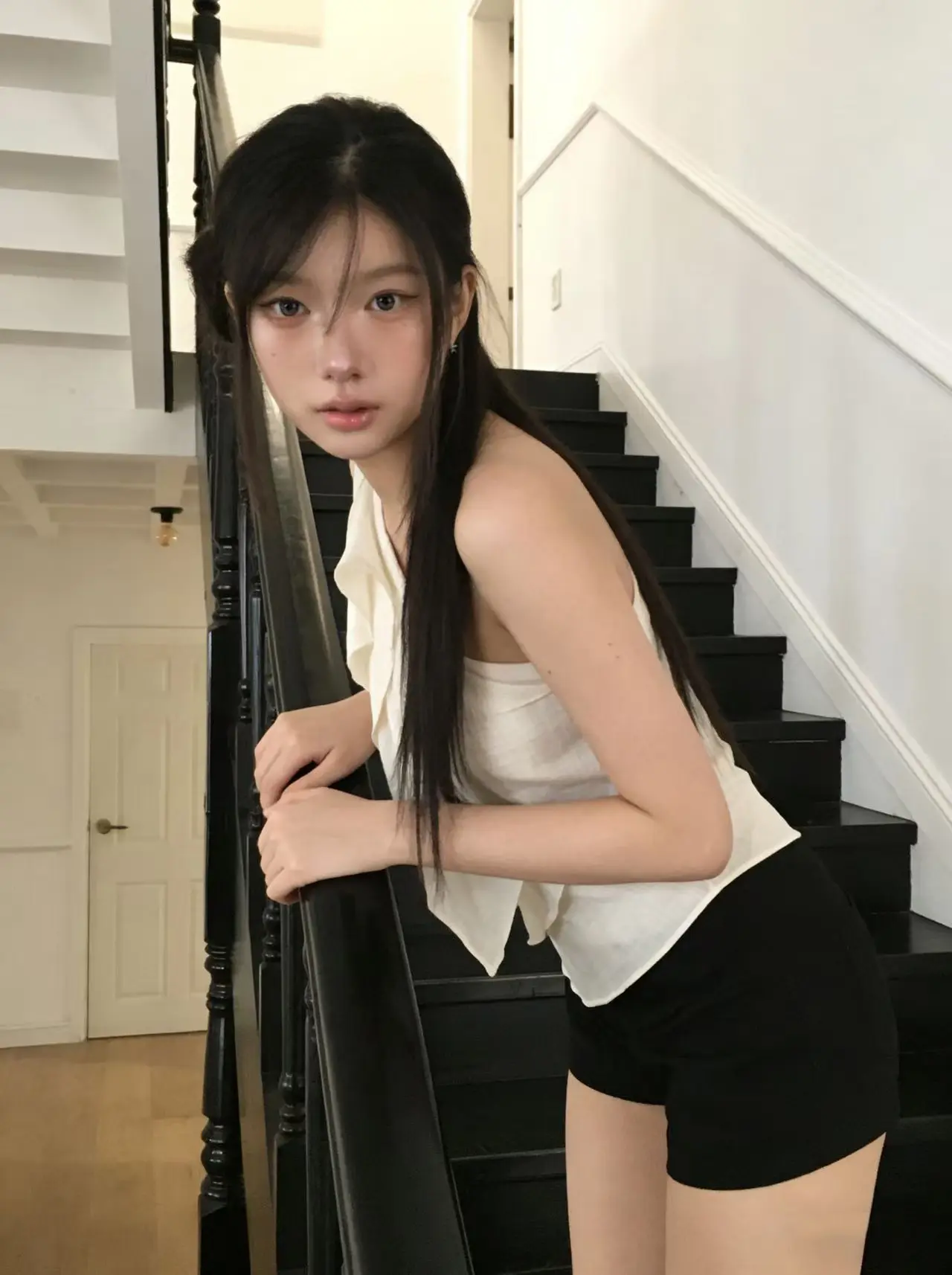 여성용 레이스 단추 슬리브리스 원피스 상세 이미지 7