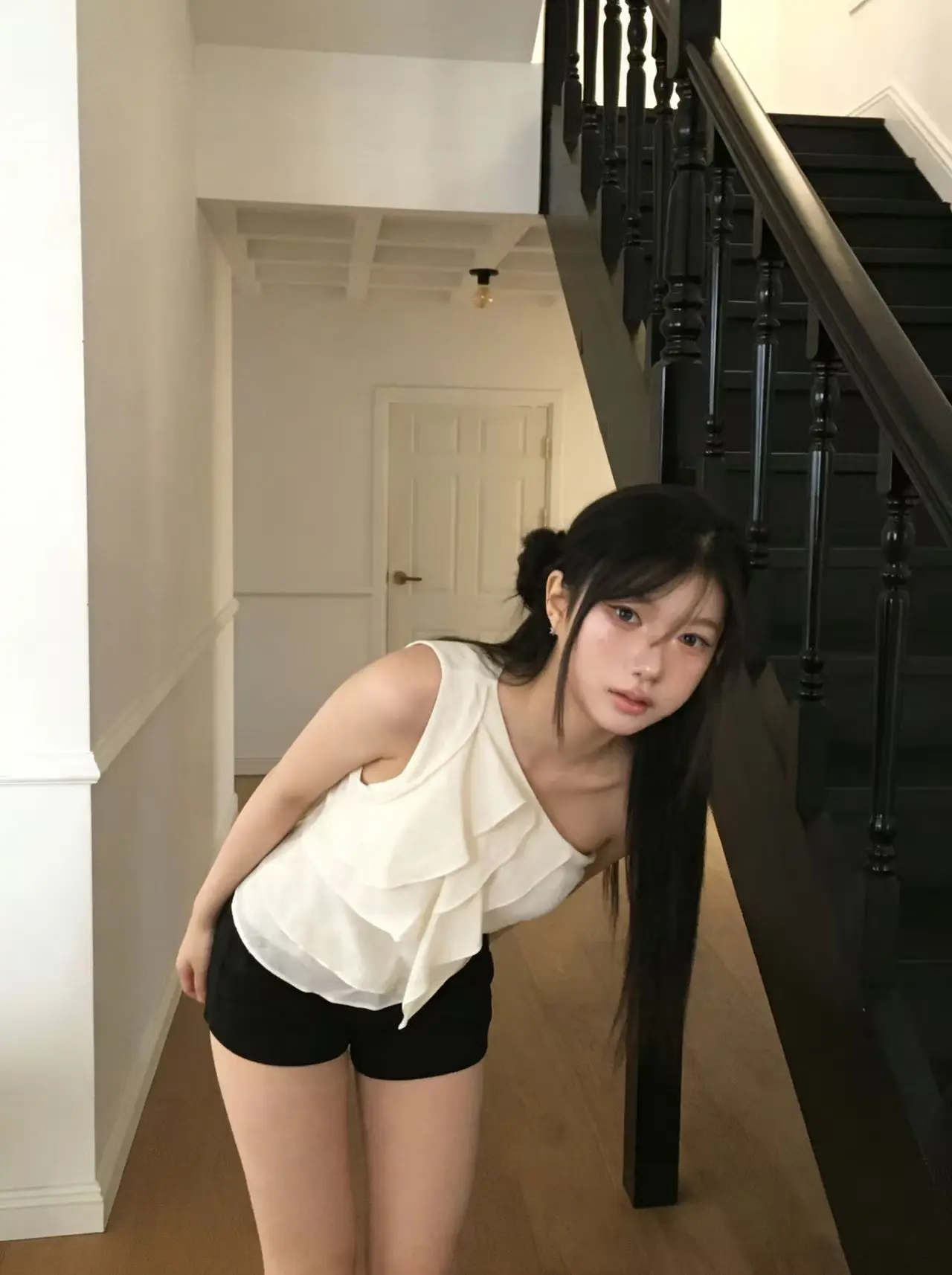 여성용 레이스 단추 슬리브리스 원피스 상세 이미지 8