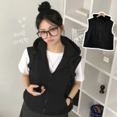 批发韩国CHIC休闲气质<b class='q'>街头</b>风工装马甲夏季无袖连帽拉链背心马甲上衣