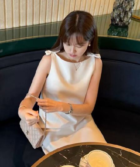 크기 있음 업데이트 한 부서 미니멀리즘 품격 나비 매듭 귀여운 연령 감소 보트넥 작은 샤넬 스타일 드레스