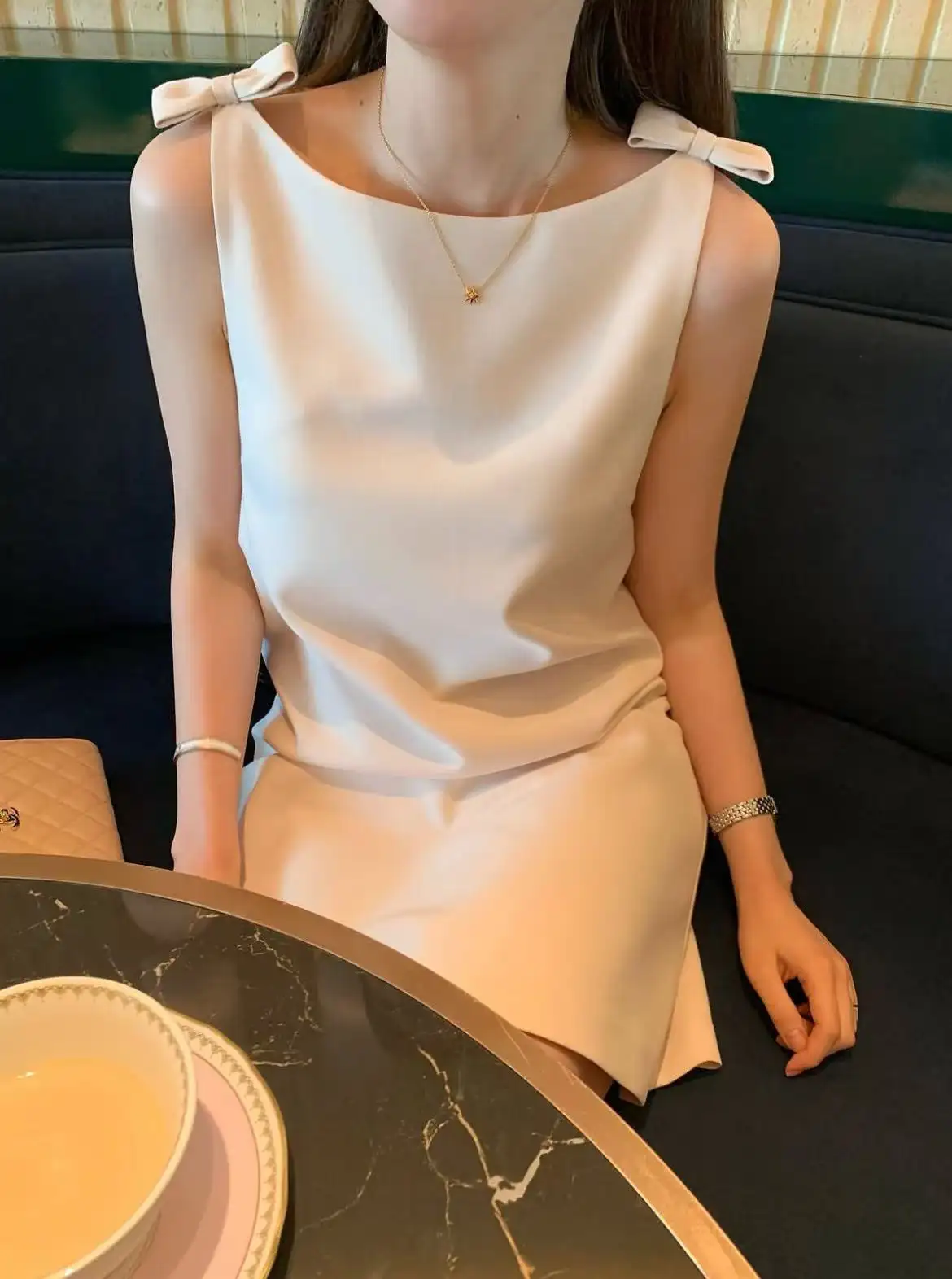 소프트 소재 한복 스타일 원피스 상세 이미지 4
