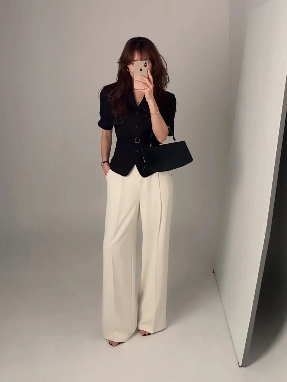 프렌치 스타일 셔츠 카라 단추 여밈 셔츠 상세 이미지 10