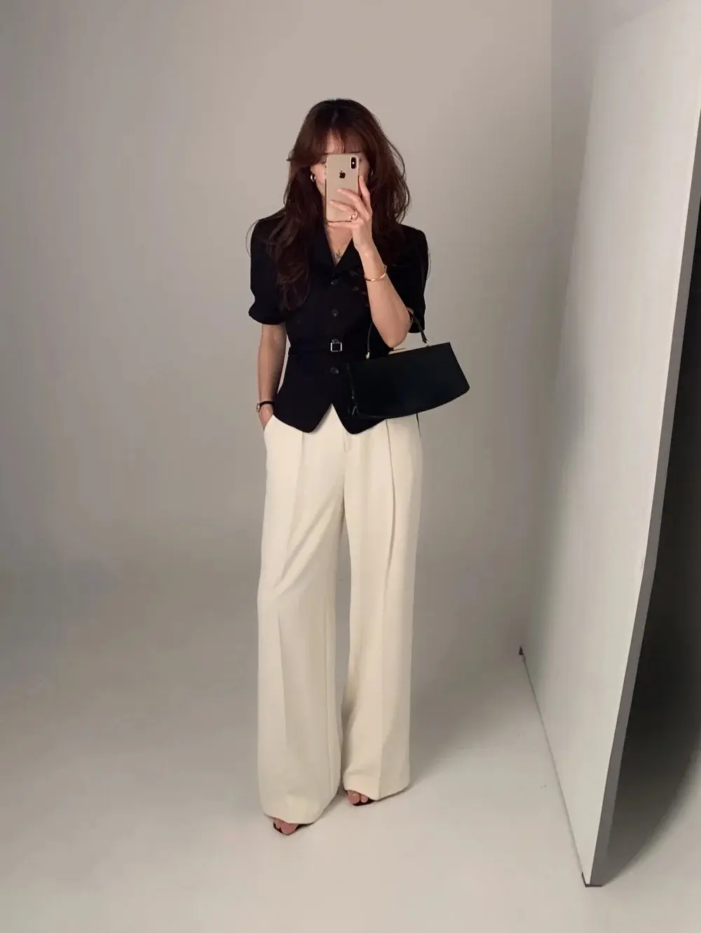 프렌치 스타일 셔츠 카라 단추 여밈 셔츠 상세 이미지 11
