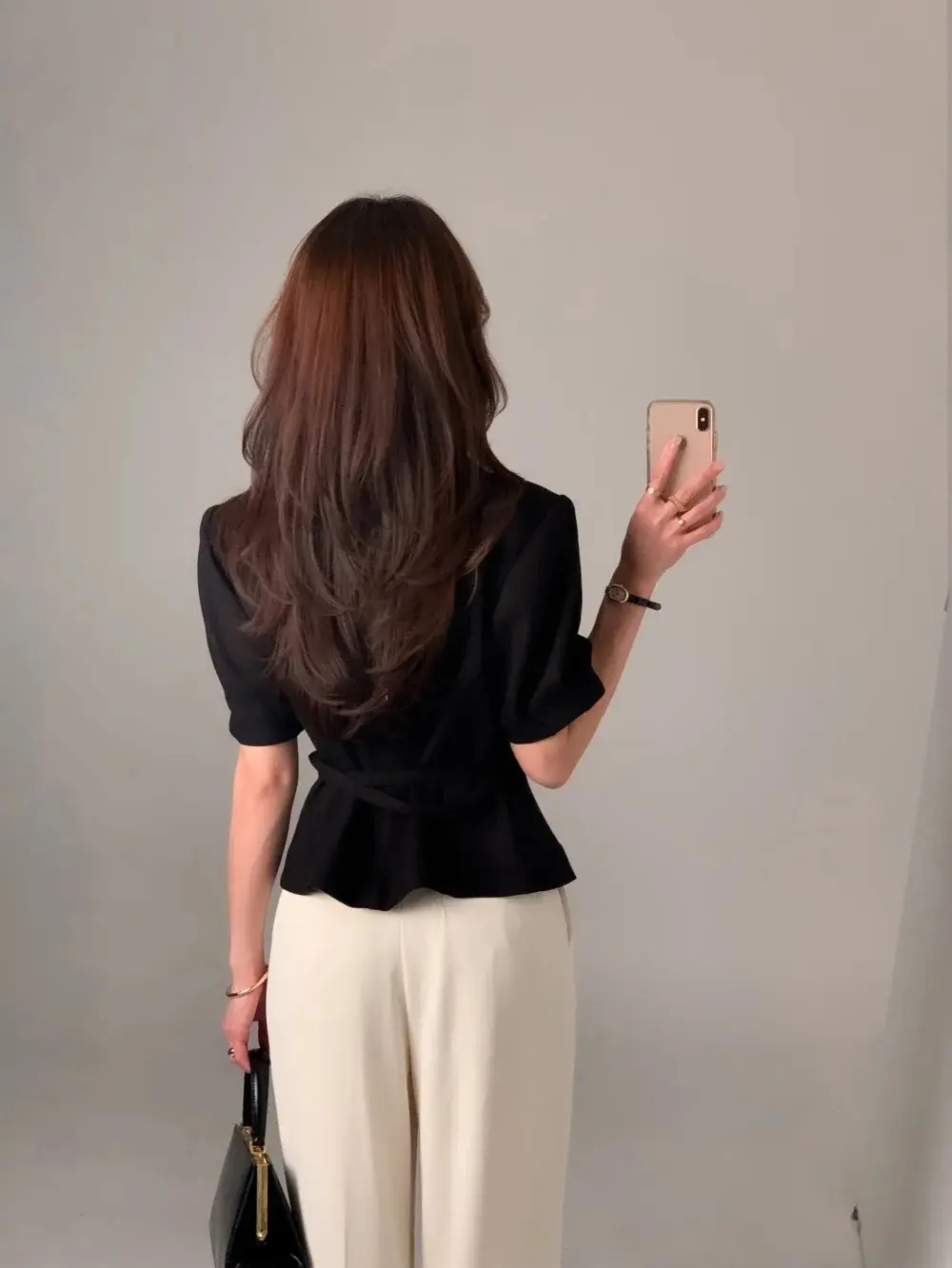 프렌치 스타일 셔츠 카라 단추 여밈 셔츠 상세 이미지 12