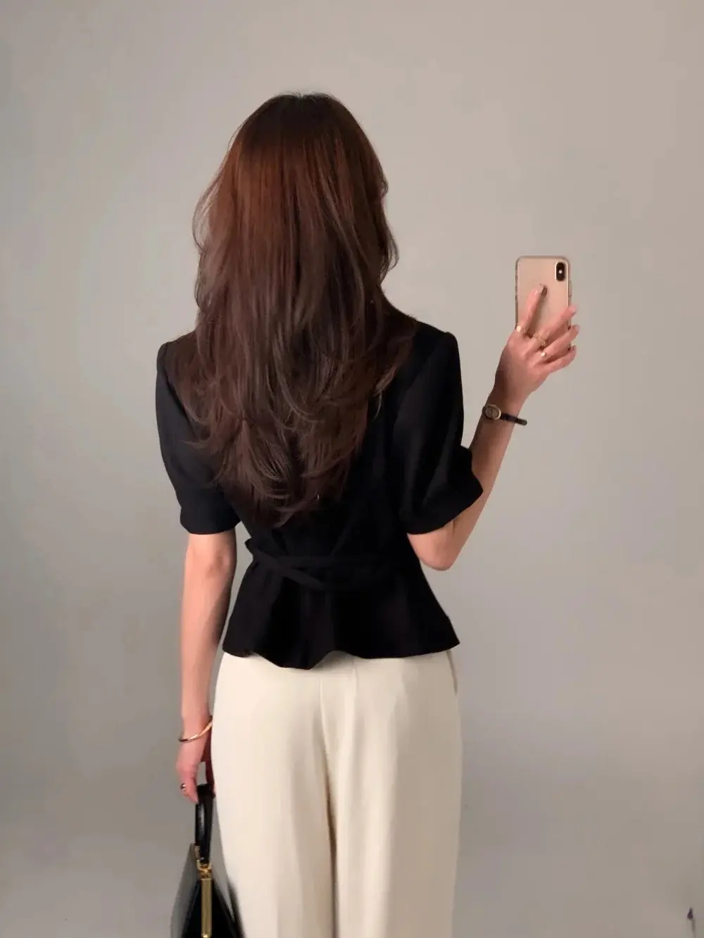 프렌치 스타일 셔츠 카라 단추 여밈 셔츠 상세 이미지 13