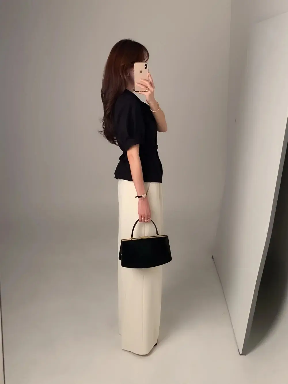 프렌치 스타일 셔츠 카라 단추 여밈 셔츠 상세 이미지 15