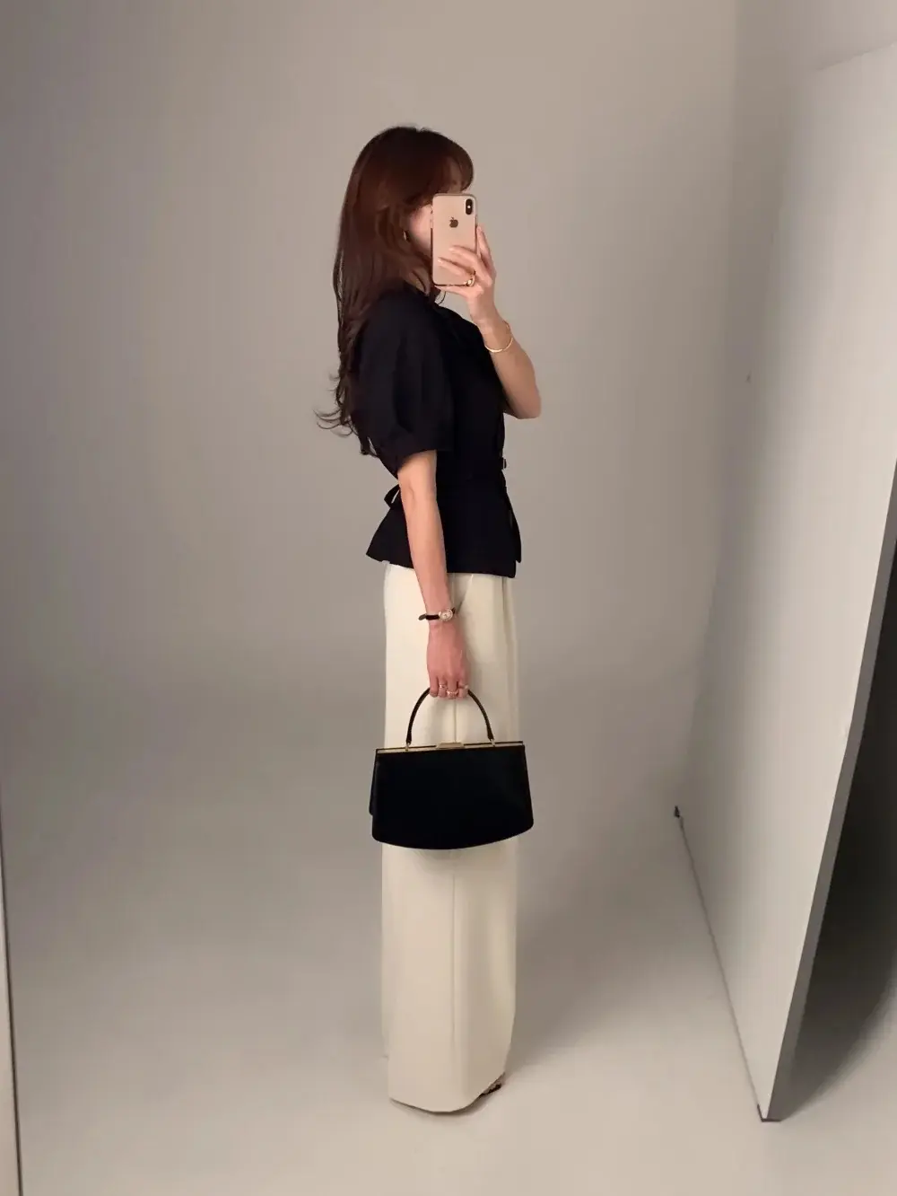 프렌치 스타일 셔츠 카라 단추 여밈 셔츠 상세 이미지 20