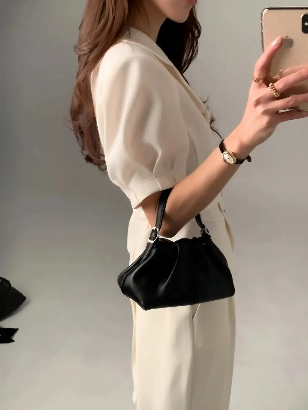 프렌치 스타일 셔츠 카라 단추 여밈 셔츠 상세 이미지 38