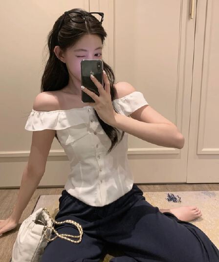 크기 있음 업데이트 한 부서 미니멀리즘 품격 보트넥 허리 수축 슬림해 보이는 다용도 출퇴근 셔츠 여성 셔츠